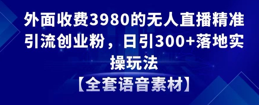 外面收费3980的无人直播精准引流创业粉，日引300+落地实操玩法【全套语音素材】【揭秘】-蓝悦项目网