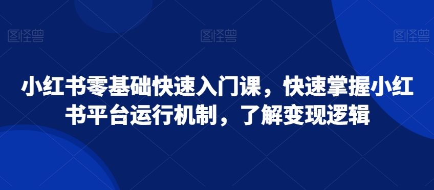 小红书零基础快速入门课，快速掌握小红书平台运行机制，了解变现逻辑-蓝悦项目网