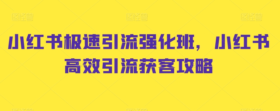 小红书极速引流强化班，小红书高效引流获客攻略-蓝悦项目网