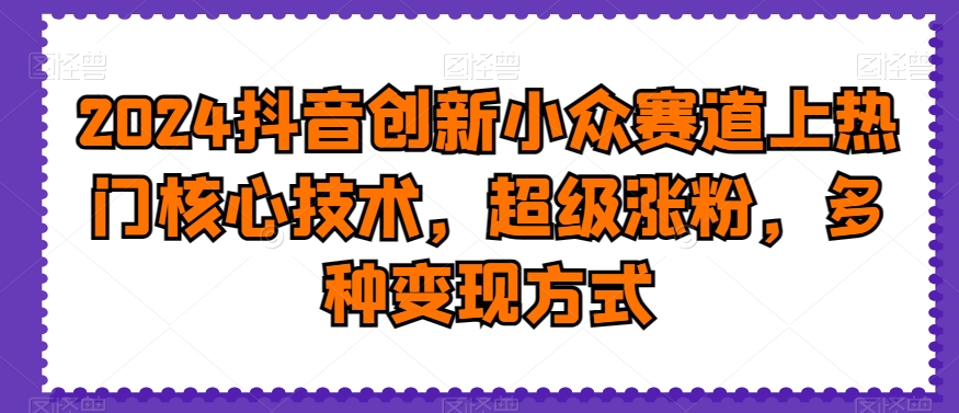 2024抖音创新小众赛道上热门核心技术，超级涨粉，多种变现方式【揭秘】-蓝悦项目网