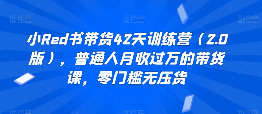 小Red书带货42天训练营（2.0版），普通人月收过万的带货课，零门槛无压货-蓝悦项目网