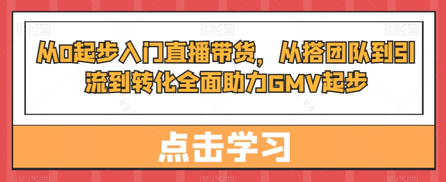 从0起步入门直播带货，​从搭团队到引流到转化全面助力GMV起步-蓝悦项目网