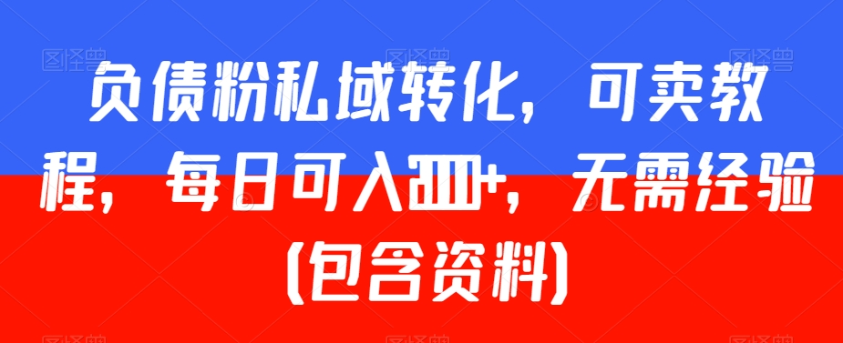 负债粉私域转化，可卖教程，每日可入2000+，无需经验（包含资料）【揭秘】-蓝悦项目网