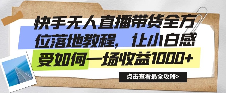 快手无人直播带货全方位落地教程，让小白感受如何一场收益1000+【揭秘】-蓝悦项目网