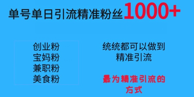 单号单日引流精准粉丝1000+，最为精准引流的方式-蓝悦项目网