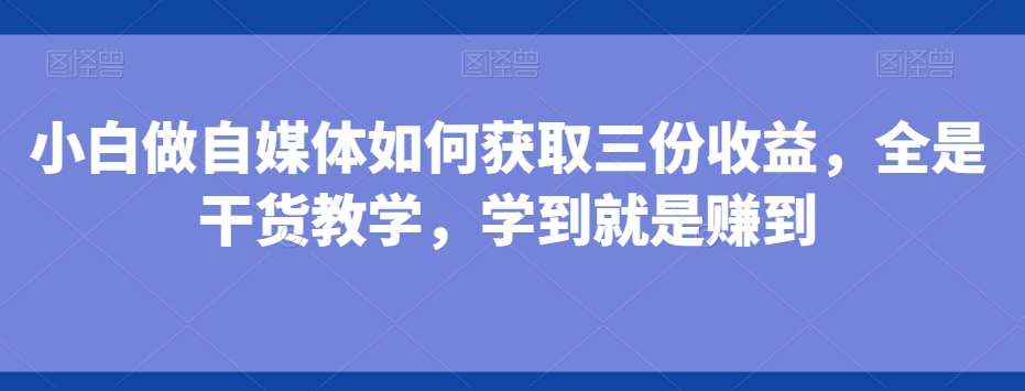 小白做自媒体如何获取三份收益，全是干货教学，学到就是赚到-蓝悦项目网