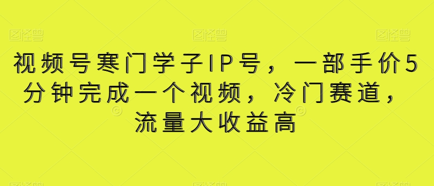 视频号寒门学子IP号，一部手价5分钟完成一个视频，冷门赛道，流量大收益高【揭秘】-蓝悦项目网