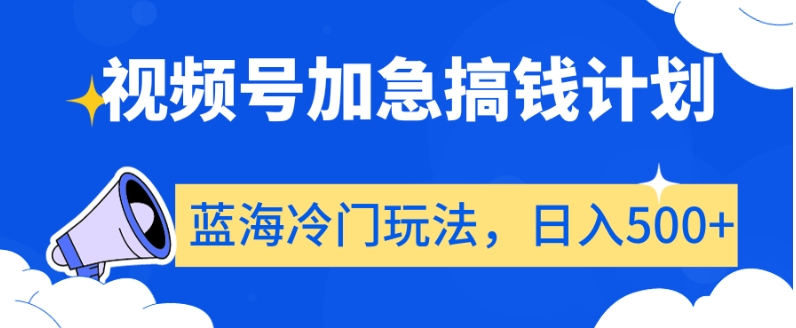 视频号加急搞钱计划，蓝海冷门玩法，日入500+【揭秘】-蓝悦项目网