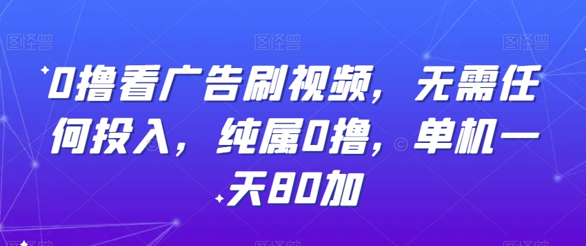 0撸看广告刷视频，无需任何投入，纯属0撸，单机一天80加-蓝悦项目网