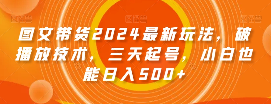 图文带货2024最新玩法，破播放技术，三天起号，小白也能日入500+【揭秘】-蓝悦项目网