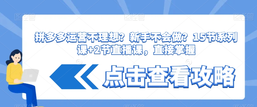 拼多多运营不理想？新手不会做？​15节系列课+2节直播课，直接掌握-蓝悦项目网