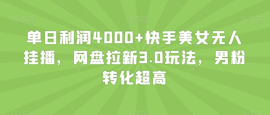 单日利润4000+快手美女无人挂播，网盘拉新3.0玩法，男粉转化超高【揭秘】-蓝悦项目网