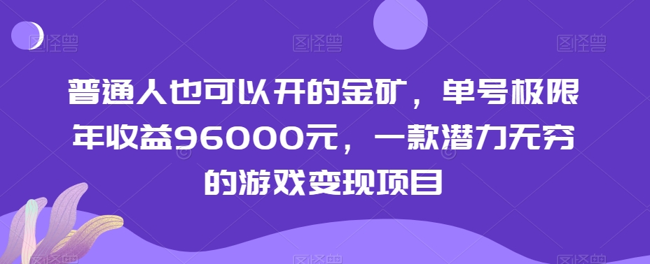 普通人也可以开的金矿，单号极限年收益96000元，一款潜力无穷的游戏变现项目【揭秘】-蓝悦项目网