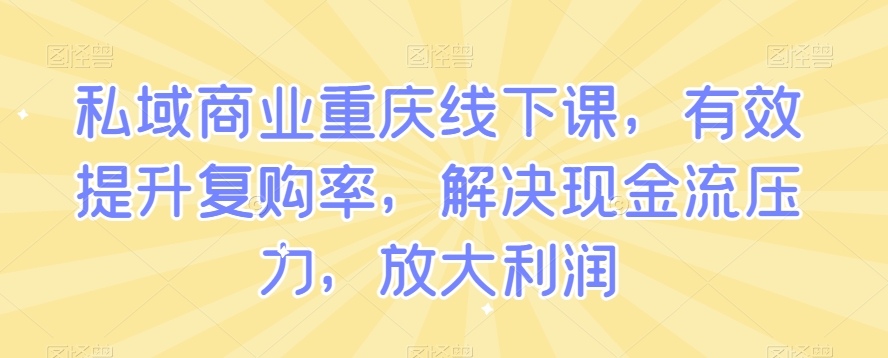 私域商业重庆线下课，有效提升复购率，解决现金流压力，放大利润-蓝悦项目网