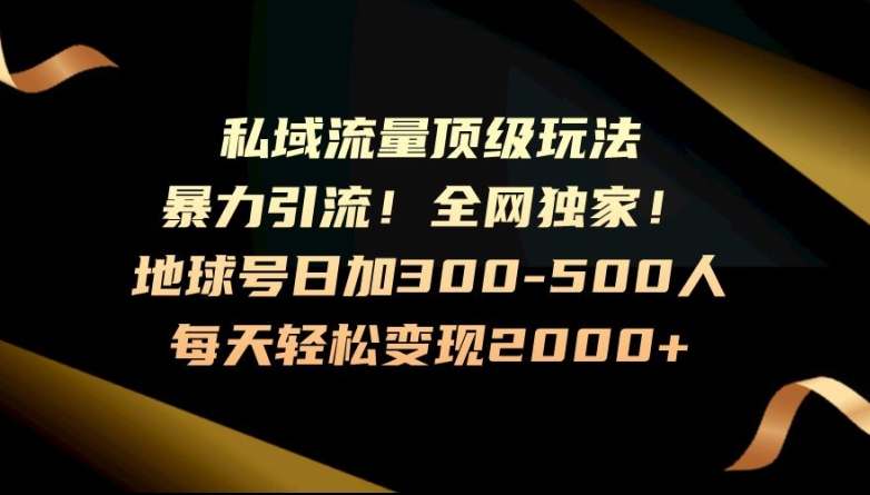 暴力引流，全网独家，地球号日加300-500人，私域流量顶级玩法，每天轻松变现2000+-蓝悦项目网