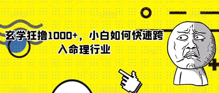 玄学狂撸1000+，小白如何快速跨入命理行业【揭秘】-蓝悦项目网