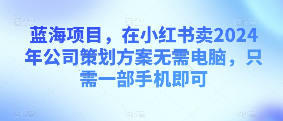 蓝海项目，在小红书卖2024年公司策划方案无需电脑，只需一部手机即可-蓝悦项目网