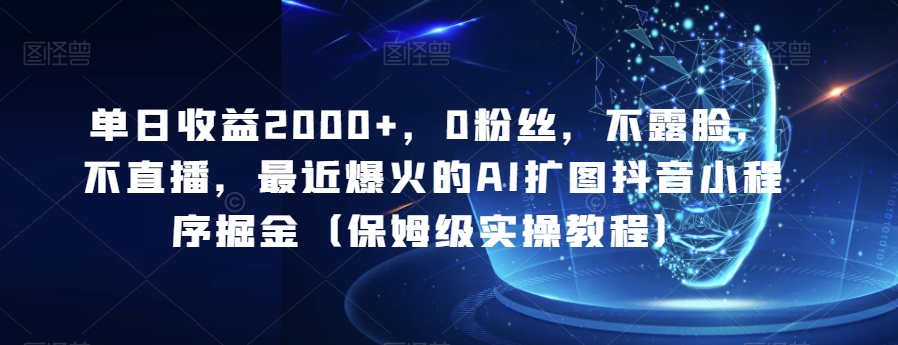 单日盈利2000 ，0粉丝们，不露脸，不直播，近期爆红的AI扩图抖音小程序掘金队（家庭保姆级实际操作实例教程）-蓝悦项目网