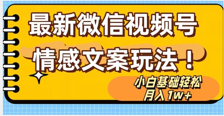 视频号情感文案全新游戏玩法，新手轻轻松松月入1万 没脑子运送【揭密】-蓝悦项目网