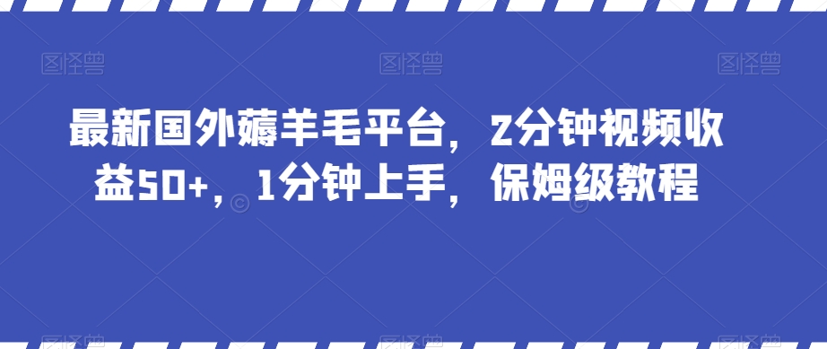 最新国外薅羊毛平台，2分钟视频收益50+，1分钟上手，保姆级教程【揭秘】-蓝悦项目网