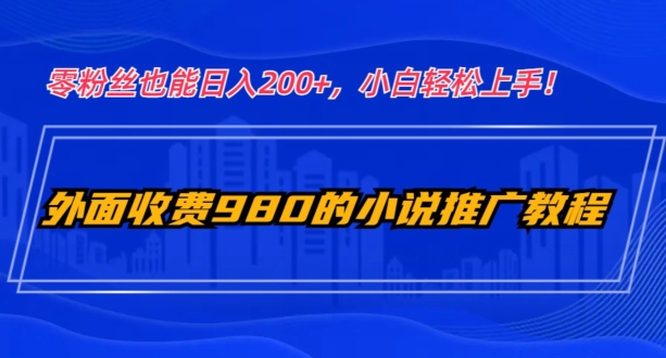 外面收费980的小说推广教程：零粉丝也能日入200+，小白轻松上手！-暖阳网-优质付费教程和创业项目大全-蓝悦项目网