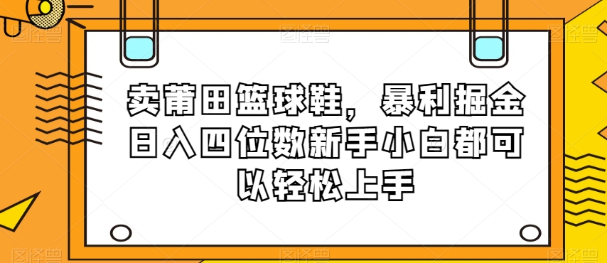 卖莆田篮球鞋，暴利掘金日入四位数新手小白都可以轻松上手【揭秘】-暖阳网-优质付费教程和创业项目大全-蓝悦项目网