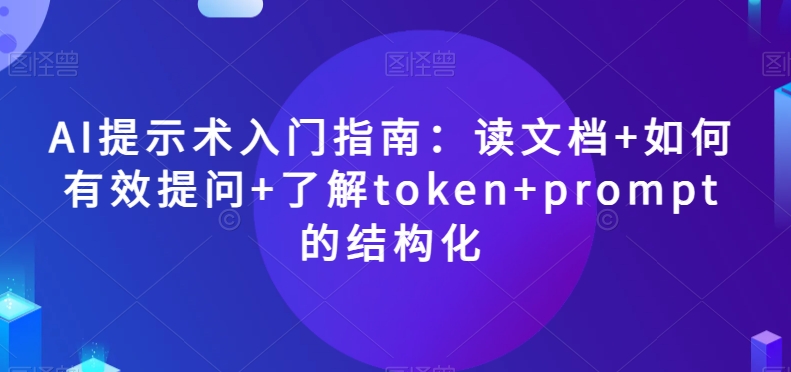 AI提示术入门指南：读文档+如何有效提问+了解token+prompt的结构化【揭秘】-暖阳网-优质付费教程和创业项目大全-蓝悦项目网