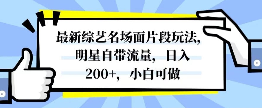 最新综艺名场面片段玩法，明星自带流量，日入200+，小白可做【揭秘】-暖阳网-优质付费教程和创业项目大全-蓝悦项目网