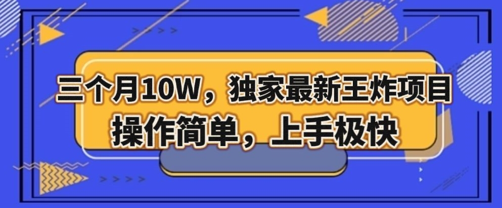 三个月10W，独家代理全新大小王新项目！使用方便，入门很快【揭密】-暖阳网-优质付费教程和创业项目大全-蓝悦项目网