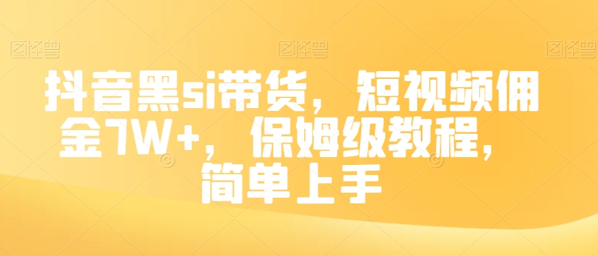 抖音黑si卖货，小视频提成7W ，家庭保姆级实例教程，简易入门【揭密】-暖阳网-优质付费教程和创业项目大全-蓝悦项目网