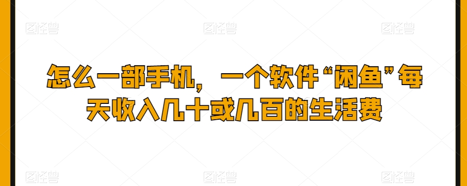 怎么一部手机，一个软件“闲鱼”每天收入几十或几百的生活费-暖阳网-优质付费教程和创业项目大全-蓝悦项目网