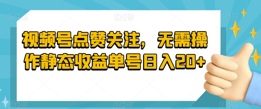 视频号点赞关注，无需操作静态收益单号日入20+-蓝悦项目网