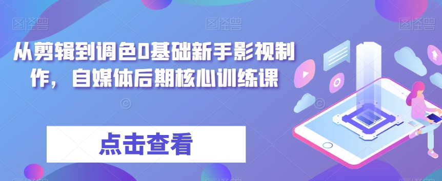 从视频剪辑到上色0基本初学者影视广告制作，自媒体平台中后期关键训炼-蓝悦项目网