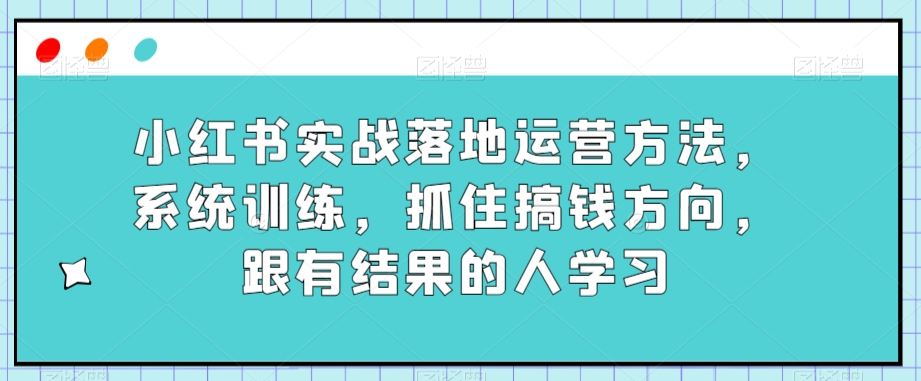 小红书的实战演练落地式运营方法，系统训练，把握住弄钱方位，跟有收获的人学习-蓝悦项目网