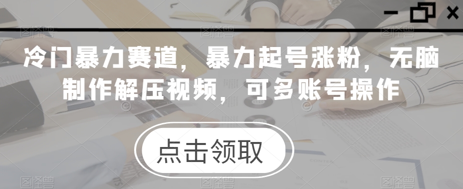 小众暴力行为跑道，暴力行为养号增粉，没脑子制做解压视频，可多账号实际操作-蓝悦项目网