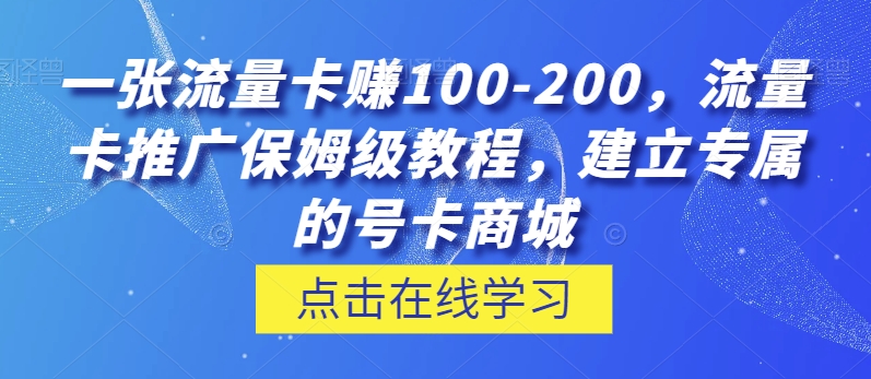 一张流量卡赚100-200，流量卡推广保姆级教程，建立专属的号卡商城-蓝悦项目网