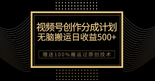 新视频号写作分为方案，没脑子运送一天盈利500 ，100%运送过原创设计方法【揭密】-蓝悦项目网