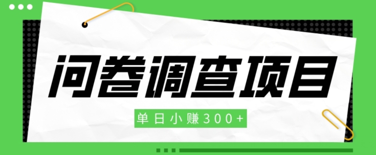 【初学者新项目】问卷调研新项目，单日每天赚点300-蓝悦项目网