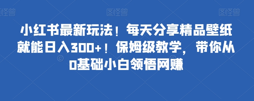 小红书的全新游戏玩法！每天分享精品壁纸就可日赚300 ！家庭保姆级课堂教学，陪你从0基本新手理解网络赚钱-蓝悦项目网