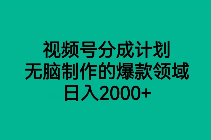 微信视频号分为方案，没脑子制做的爆款行业，日入2000-蓝悦项目网