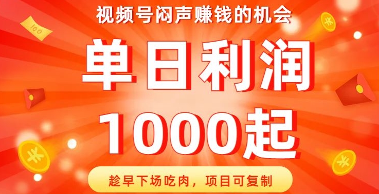 微信视频号闷声发大财发财的机会，尽早结局吃荤，新项目复制推广，单日盈利1000起【揭密】-蓝悦项目网