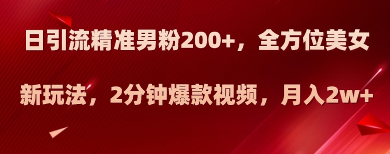 日引流方法精确粉丝200 ，多方位漂亮美女新模式，2min爆款短视频，月入2w 【揭密】-蓝悦项目网