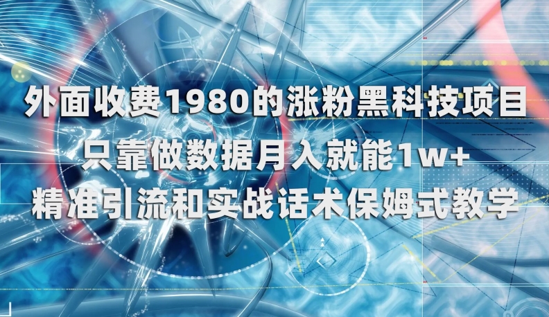 外边收费标准1980的增粉高科技新项目，仅靠做数据月入就可1w 【揭密】-蓝悦项目网