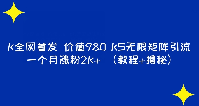 K独家首发使用价值980 快手视频无尽引流矩阵引流方法一个月增粉2K （实例教程 揭密）-蓝悦项目网