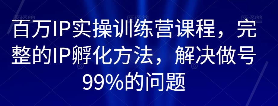 上百万IP实操训练营课程内容，完备的IP卵化方式，处理做号99%问题-蓝悦项目网