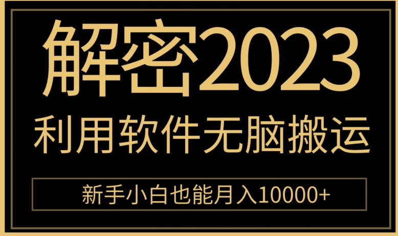 破译2023利用计算机没脑子运送，新手入门也可以月入10000-蓝悦项目网