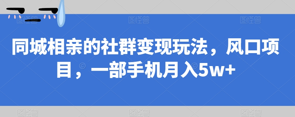 同城相亲的社群变现游戏玩法，蓝海项目，一部手机月入5w 【揭密】-蓝悦项目网