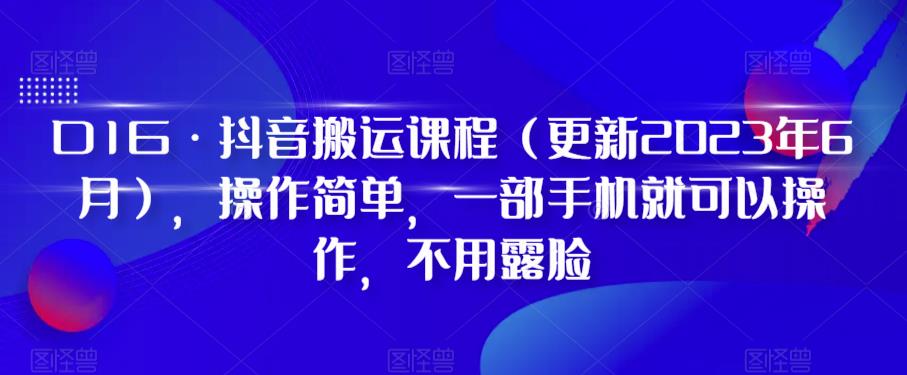 D1G·抖音搬运课程（更新2023年9月），操作简单，一部手机就可以操作，不用露脸-蓝悦项目网