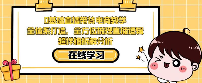 零基础直播卖货电子商务课堂教学，多方位整理直播间逻辑性，全攻略拆卸剖析-蓝悦项目网