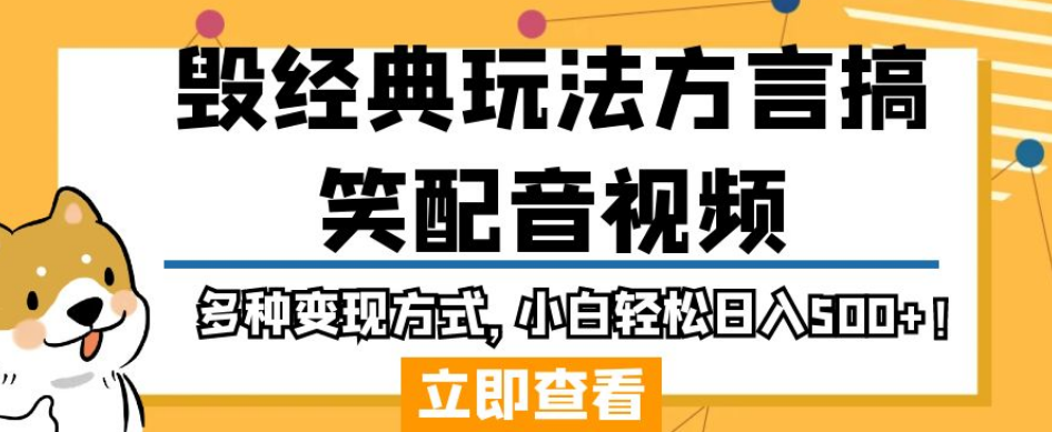 毁经典玩法方言搞笑配音视频，多种变现方式，小白轻松日入500+！-蓝悦项目网